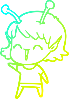 Soğuk gradyan çizgisi, bir insan tarafından çizilmiş gülen uzaylı bir kızın çizimi.