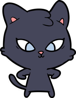 Bir insan tarafından çizilmiş sevimli çizgi film kedisi.