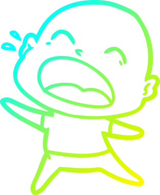 Bir insan tarafından çizilmiş kel adam diye bağıran bir çizgi film çizimi.