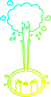 Bir insan tarafından çizilmiş ağlayan bir çizgi film bilim deneyinin soğuk gradyan çizimi.