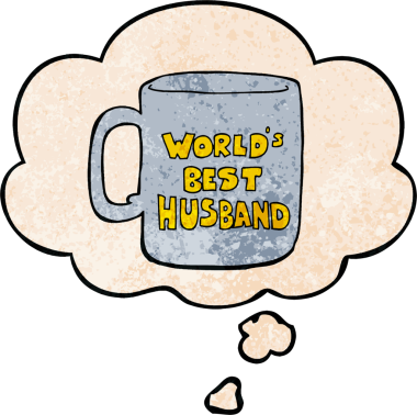 Dünyanın en iyi kocası, bir insan tarafından çizilmiş grunge desenli bir düşünce baloncuğu ile enayidir.