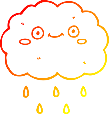 Bir insan tarafından çizilmiş sevimli bir karikatür bulutunun sıcak gradyan çizimi