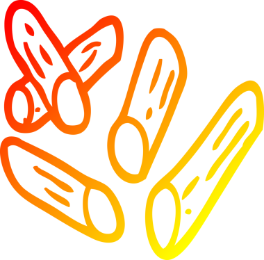 Bir insanın çizdiği buğday makarnasının sıcak çizgi çizimi.