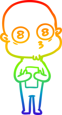 Gökkuşağı gradyan çizgi çizimi Bir insan tarafından çizilmiş garip kel uzay adamı