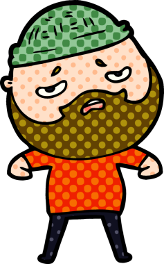 Bir insan tarafından çizilmiş sakallı endişeli bir adam.