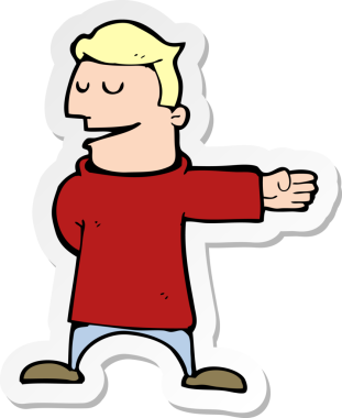 Bir insan tarafından çizilmiş bir çizgi film karakterinin çıkartması.