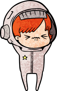 Bir insan tarafından çizilmiş kızgın uzay kızı.