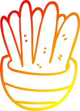 Bir insan tarafından çizilmiş karikatür ev bitkisinin sıcak çizgi çizimi