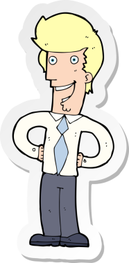 Bir insan tarafından çizilmiş mutlu bir adamın çıkartması.