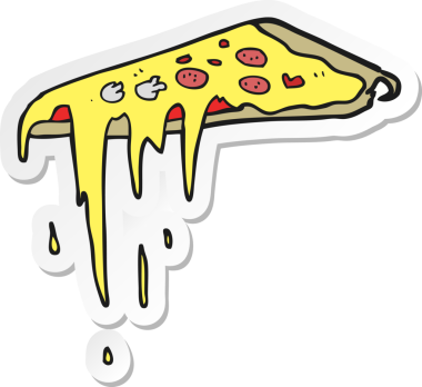 Bir insan tarafından çizilmiş bir pizzanın çıkartması.