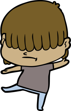 Bir insan tarafından çizilmiş dağınık saçlı çizgi film çocuğu.