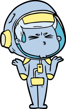 Çizgi film bir insan tarafından çizilmiş astronot.