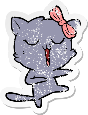 Bir insan tarafından çizilmiş karikatür bir kedinin sıkıntılı çıkartması.