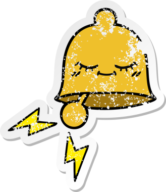 Bir insan tarafından çizilmiş sevimli bir karikatür çanın sıkıntılı çıkartması.