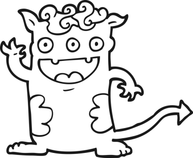 Bir insan tarafından çizilmiş cadılar bayramı canavarı çizgi filmi.