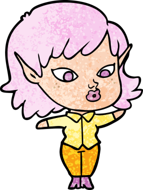 Bir insan tarafından çizilmiş güzel elf kızı.