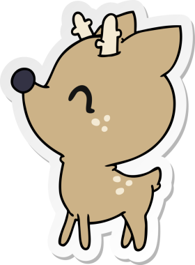 Bir insan tarafından çizilmiş kawai sevimli geyiğinin karikatür çizimi.