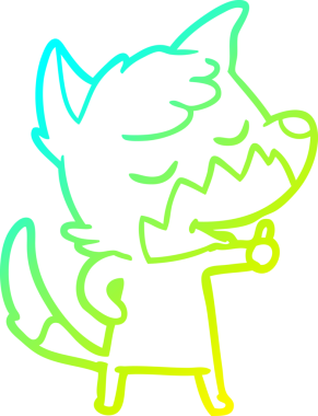 Dost canlısı bir tilkinin insan tarafından çizilmiş işaret veren soğuk çizgi çizgisi.