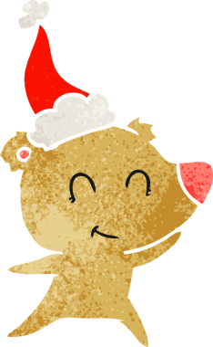 Dişi ayı eli, bir insan tarafından çizilmiş eski bir Noel Baba şapkası çizmiş.