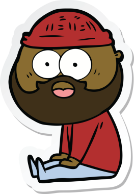 Bir insan tarafından çizilmiş sakallı bir adamın çıkartması.