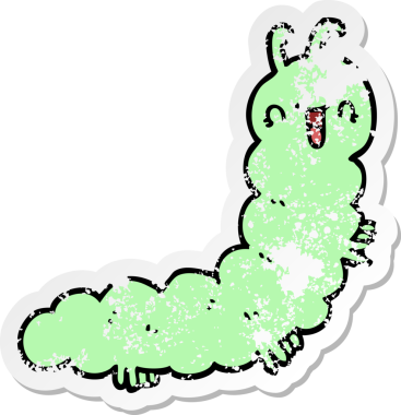 Bir insan tarafından çizilmiş karikatür tırtılının sıkıntılı çıkartması.