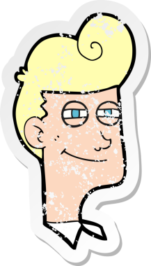 Bir insan tarafından çizilmiş gülümseyen bir karikatür çıkartması.