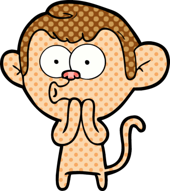 Bir insan tarafından çizilmiş korna çalan maymun.