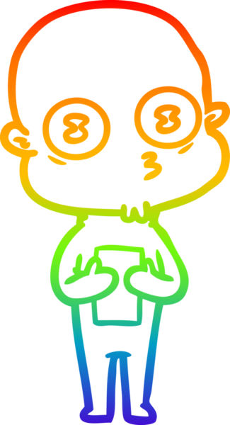 Gökkuşağı gradyan çizgi çizimi Bir insan tarafından çizilmiş garip kel uzay adamı