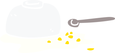 Çizgi film karalamaları bir insan tarafından çizilmiş mısır gevreği kasesi.