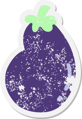 Bir insan tarafından çizilmiş patlıcan grunge çıkartması.