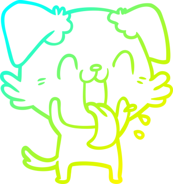 Bir insan tarafından çizilmiş soluyan bir köpeğin soğuk eğimli çizgisi.