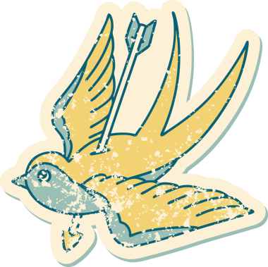 Bir insan tarafından çizilmiş bir kırlangıcın sembolik dövmesi.