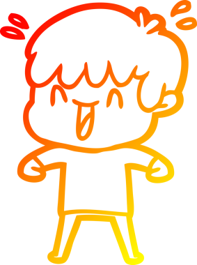 Bir insan tarafından çizilmiş gülen bir çizgi film karakteri çizimi