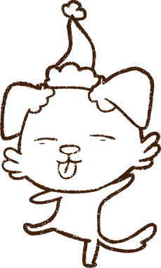 Bir insan tarafından çizilen neşeli köpek kömürü.