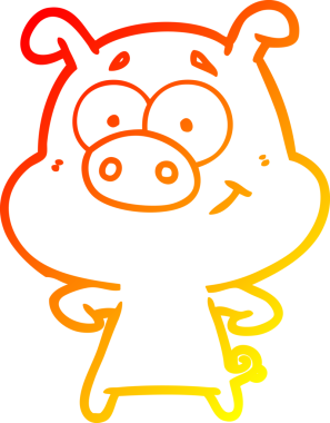 Bir insan tarafından çizilmiş mutlu çizgi film domuzu çizimi.