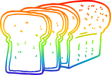 gökkuşağı gradyan çizgi çizimi bir insan tarafından çizilmiş dilimlenmiş ekmek