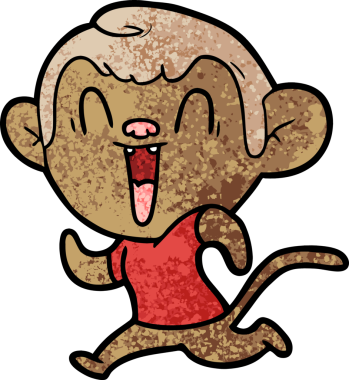 Bir insan tarafından çizilmiş gülen maymun çizgi filmi