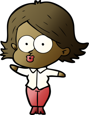 Çizgi film kızı somurtuyor bir insan tarafından