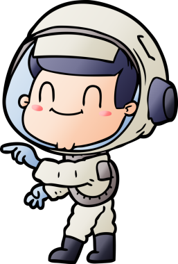 Bir insan tarafından çizilmiş mutlu astronot.