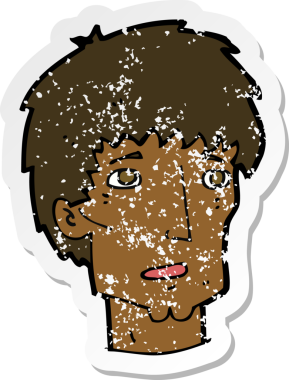 Bir insan tarafından çizilmiş endişeli bir çizgi filmin gerilimli çıkartması.