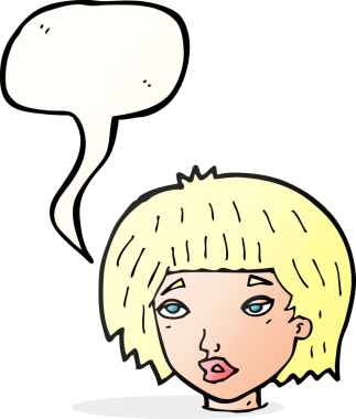 Bir insan tarafından çizilmiş konuşma baloncuğu olan sıkılmış bir kadın.