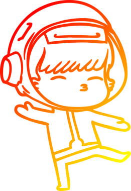 Bir insan tarafından çizilen çizgi film meraklısı astronotun sıcak gradyan çizimi