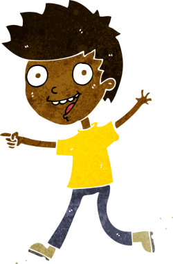 Bir insan tarafından çizilmiş çılgın, heyecanlı çocuk.