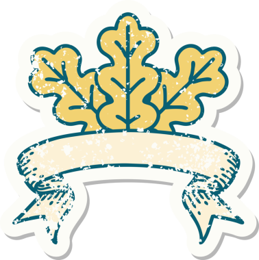 Bir insan tarafından çizilmiş yaprak sancağı olan eski bir etiket