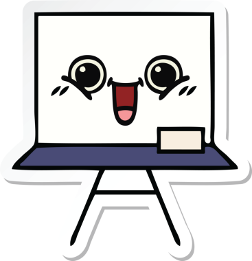 Bir insan tarafından çizilmiş beyaz bir karikatür çıkartması.