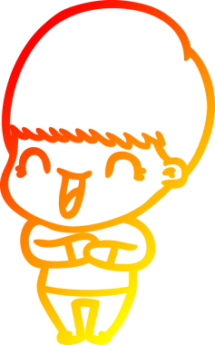 Bir insan tarafından çizilmiş mutlu çizgi film çocuğu çizimi.