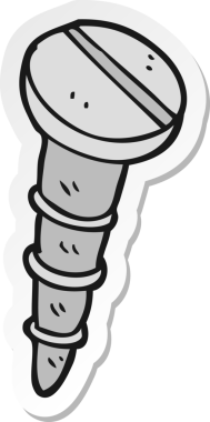 Bir insan tarafından çizilmiş bir çizgi film vidasının çıkartması.