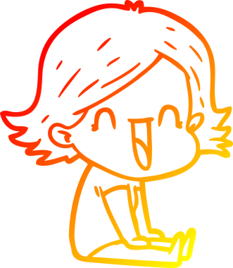 Bir insan tarafından çizilmiş mutlu bir kadının çizgi çizimi.