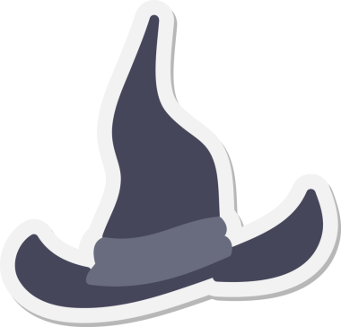 Bir insan tarafından çizilmiş ürkütücü cadı şapkası çıkartması.