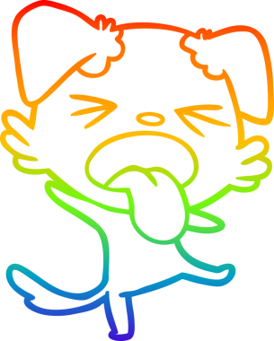 Gökkuşağı gradyan çizgi çizimi bir insan tarafından çizilmiş iğrenç bir köpek.